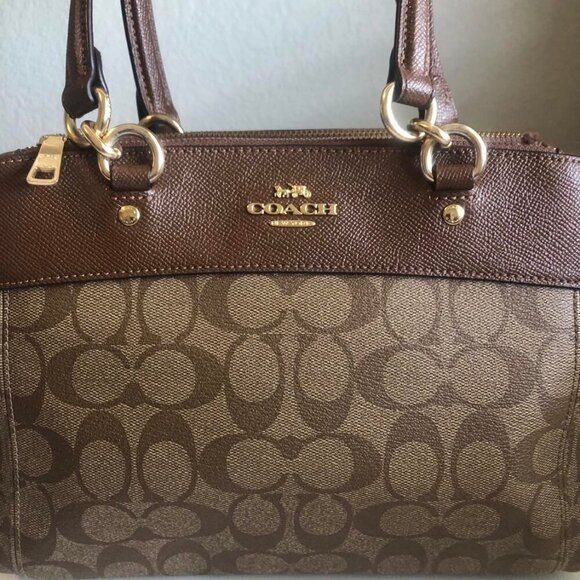 COACH Mini Brooke CarryAll Bag Signature Coated Canvas Leather Brown MSRP $385 - Picture 4 of 15
